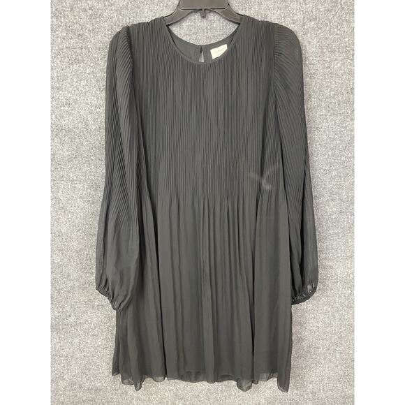 Wilfred Dresses & Skirts - Wilfred Pleated Scoop Neck Keyhole Puff Sleeve Mini Dress Black Size L